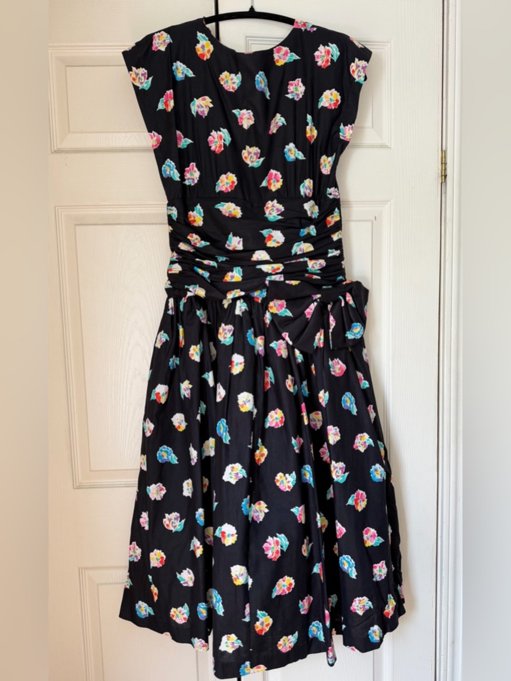 RARE VINTAGE PATTY O’NEIL BLACK FLORAL DRESS 100% COTTON‎